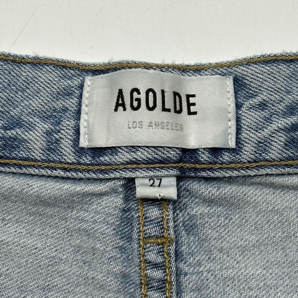 AGOLDE Criss Cross Upsized Women's Size 27 Light Wash Cut-Off Denim Jean Shorts - Picture 5 of 11